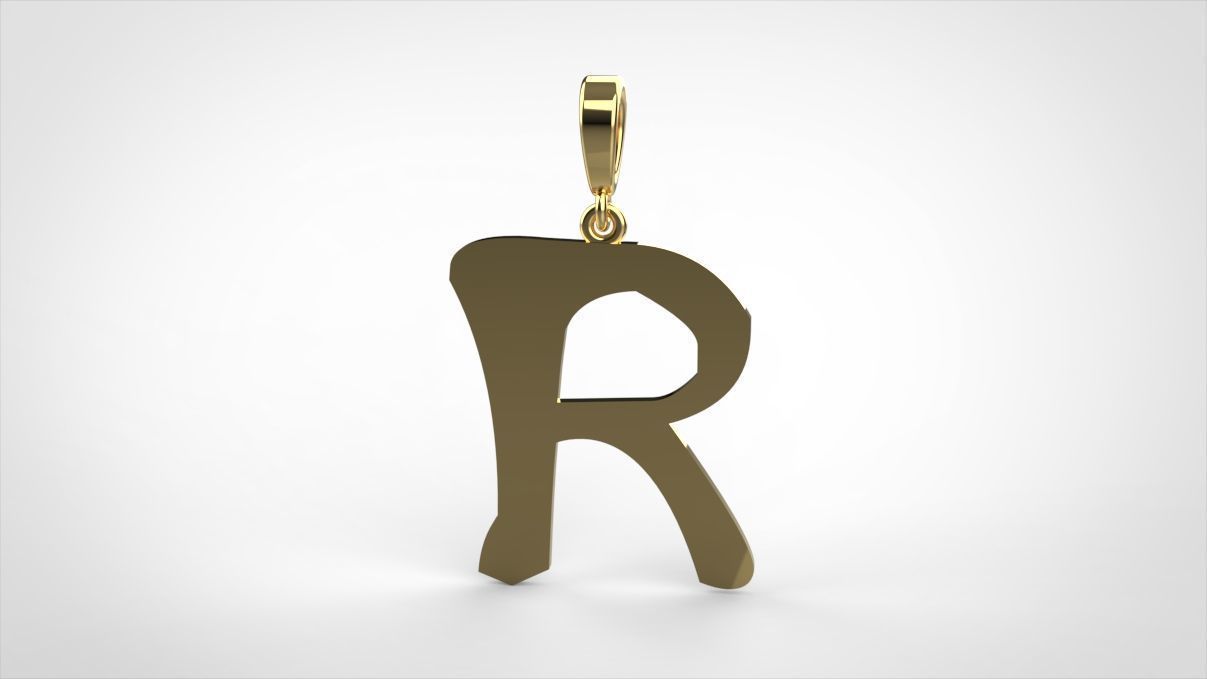 pendant alphapet zaiedsloppy R medium  3D print model_3