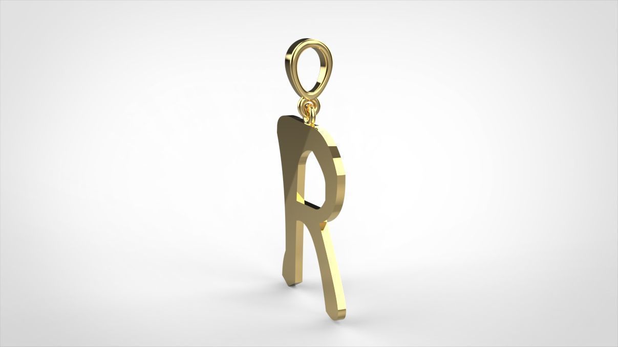 pendant alphapet zaiedsloppy R medium  3D print model_1