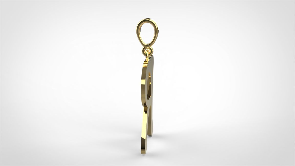 pendant alphapet zaiedsloppy R medium  3D print model_4