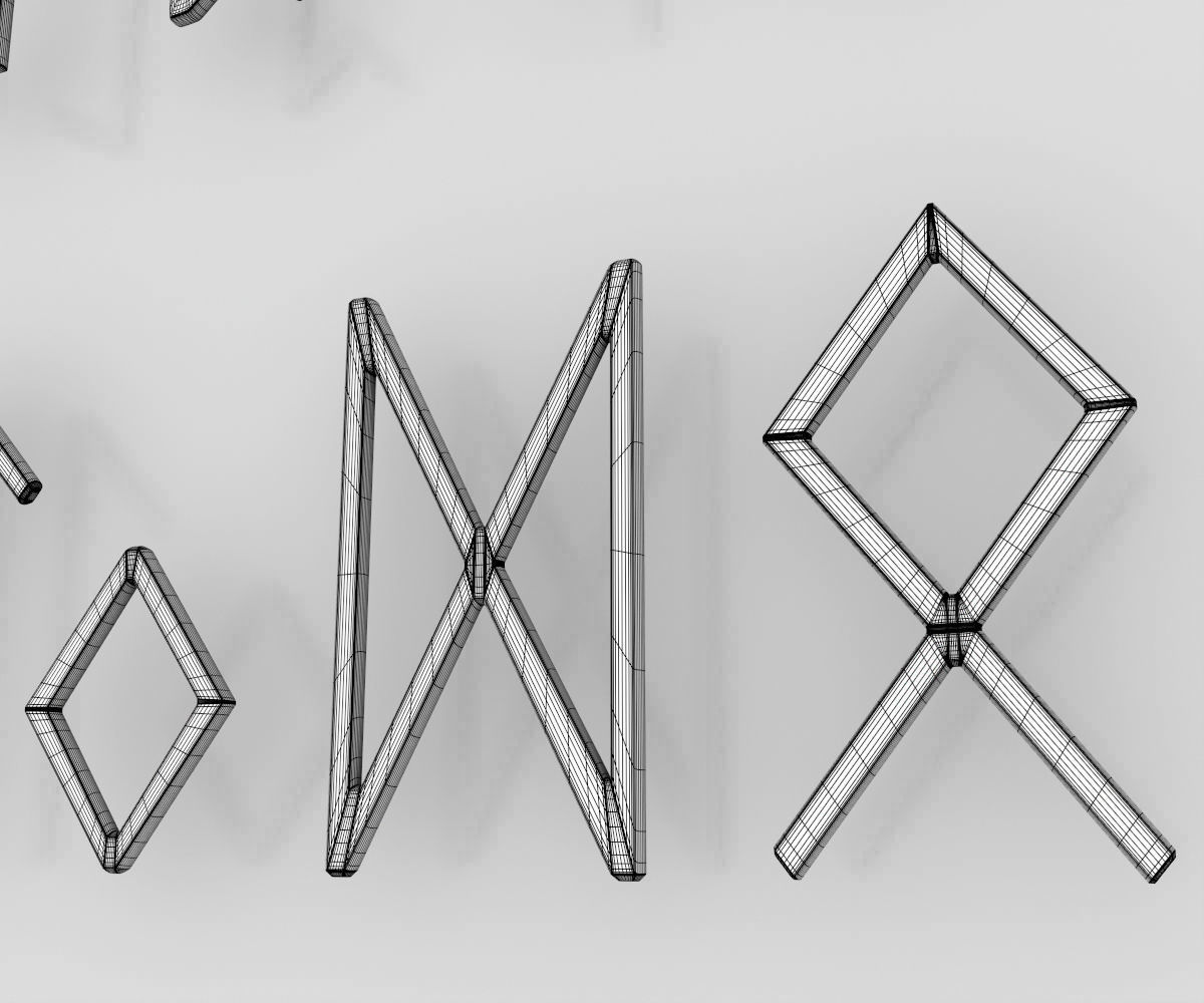 Runes Alphabet 3D model_8