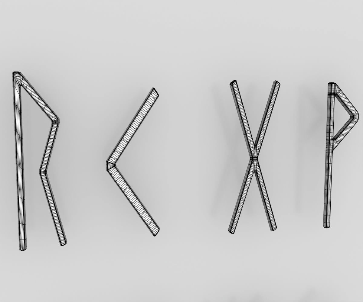 Runes Alphabet 3D model_7