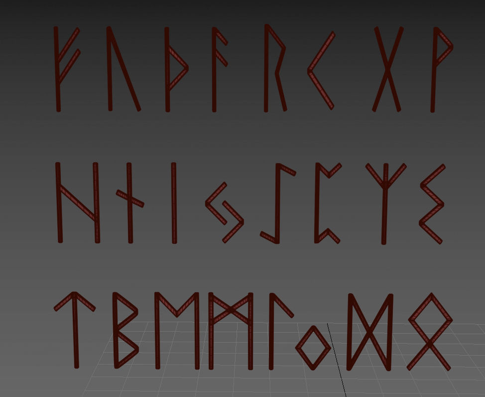 Runes Alphabet 3D model_11