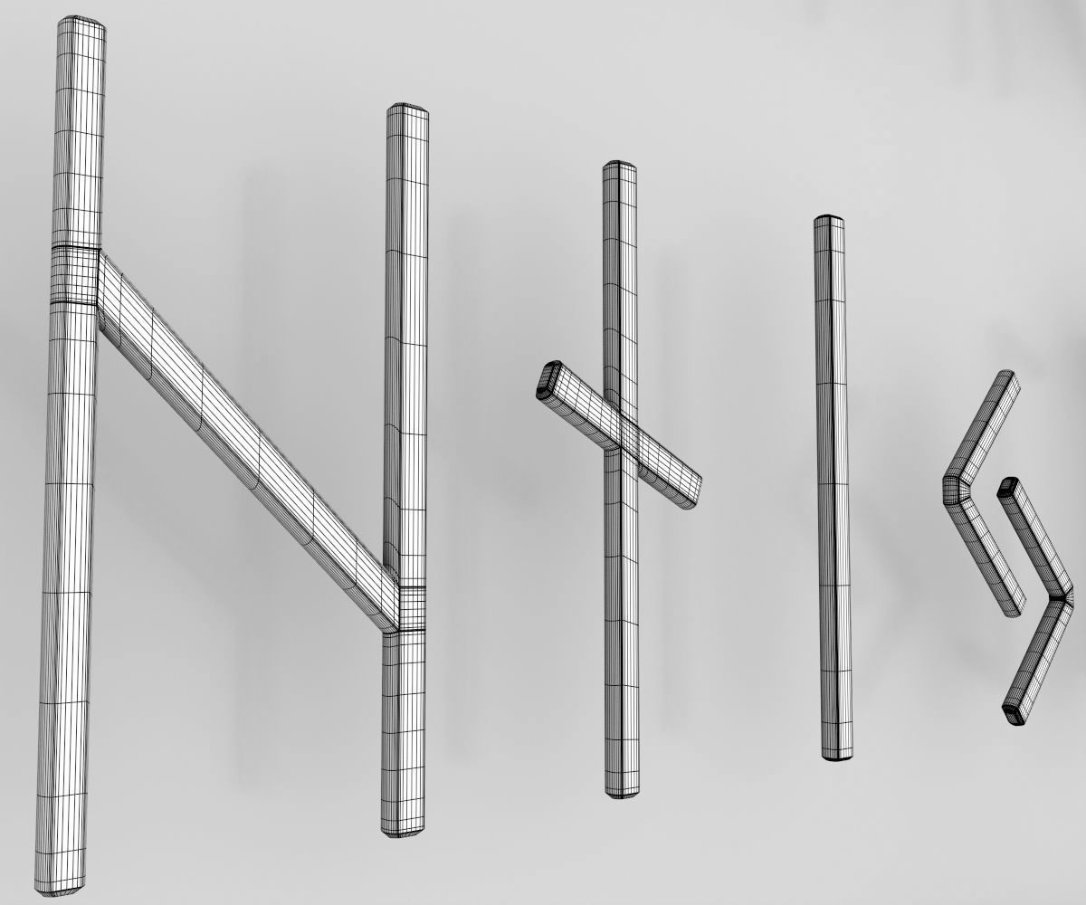 Runes Alphabet 3D model_6