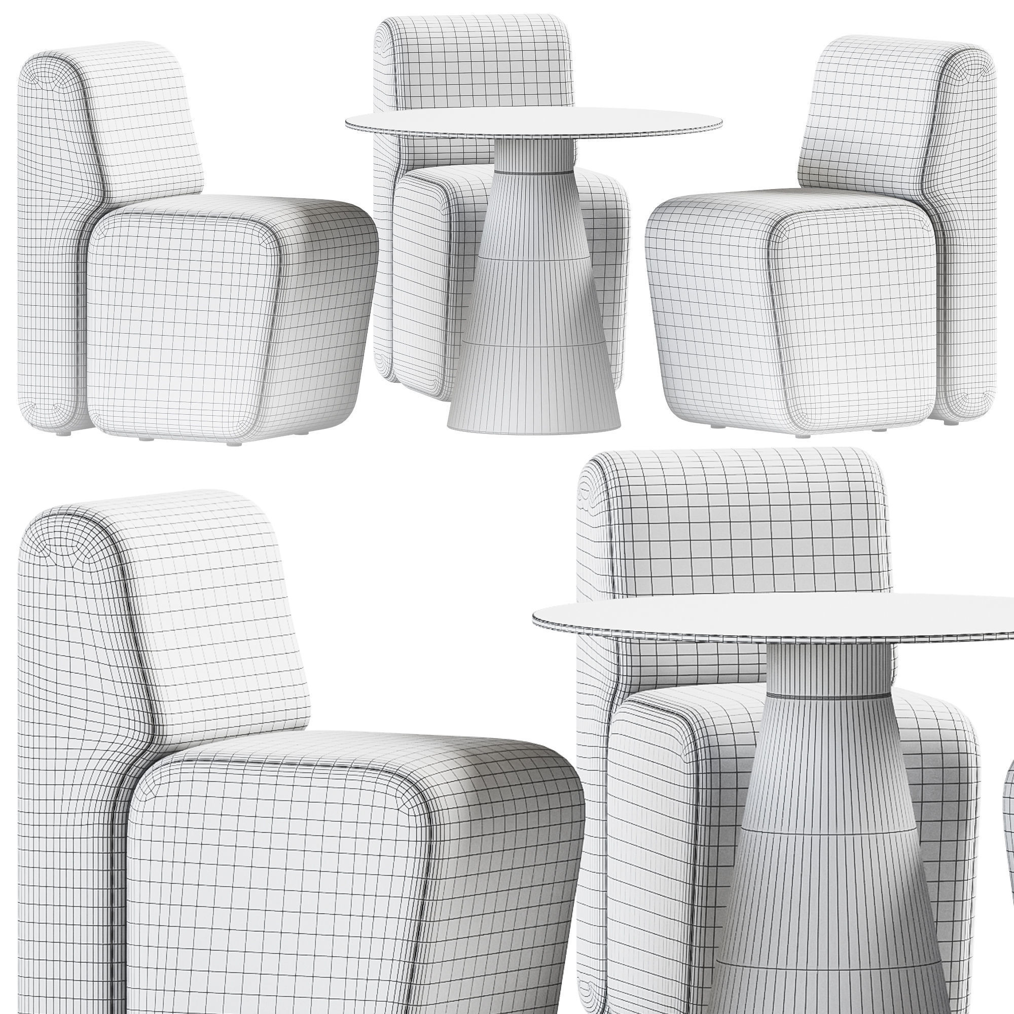 Jackless Table and Armchair Bobby By Bla Station 3D model_3