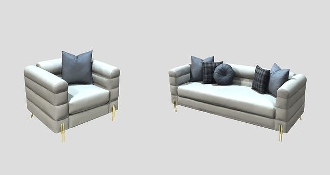 White sofa and chair 3D model