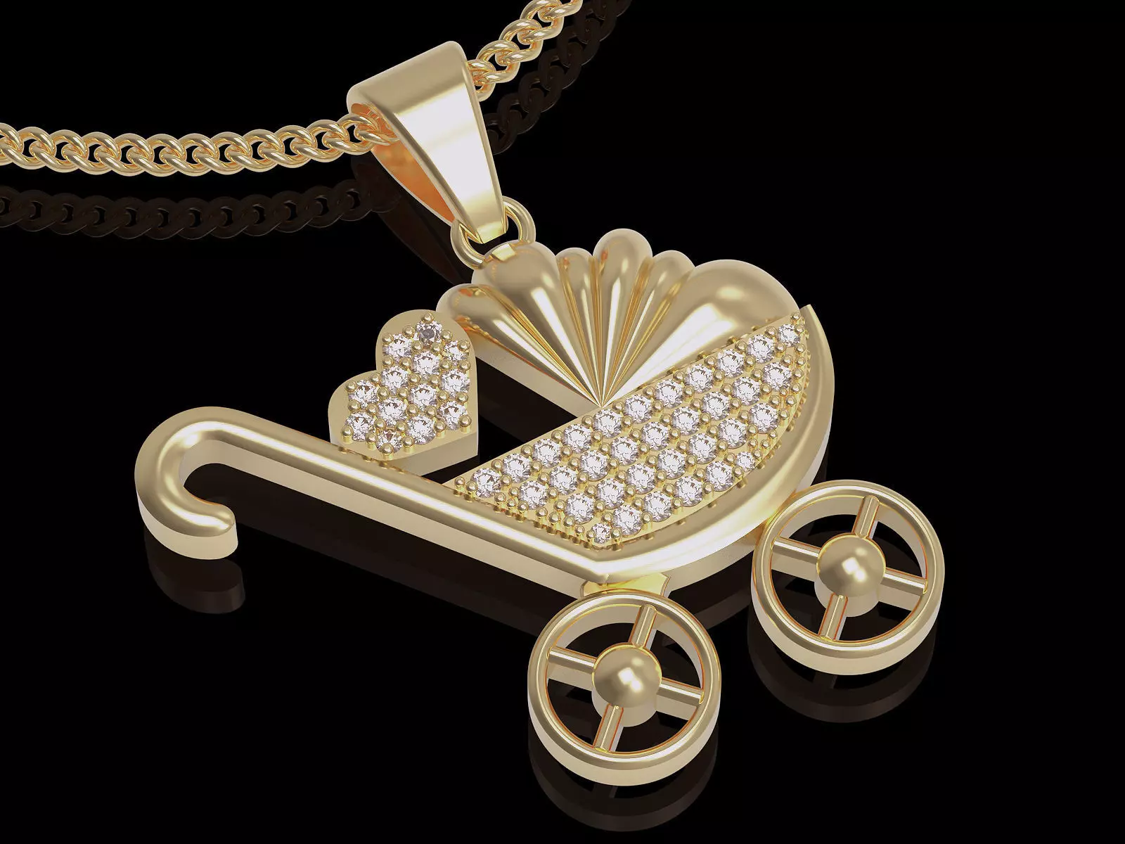 Pram pendant gold printable jewelry 3D model 3D print model