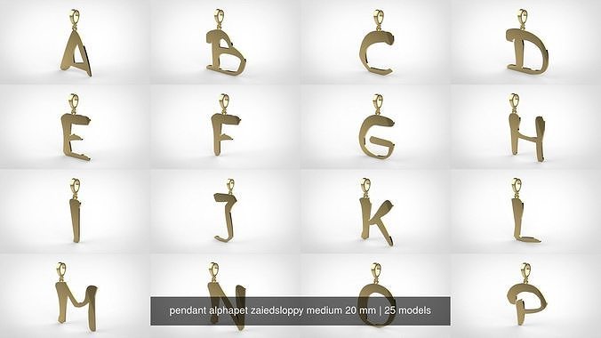pendant alphapet zaiedsloppy medium 20 mm 3D Model Collection