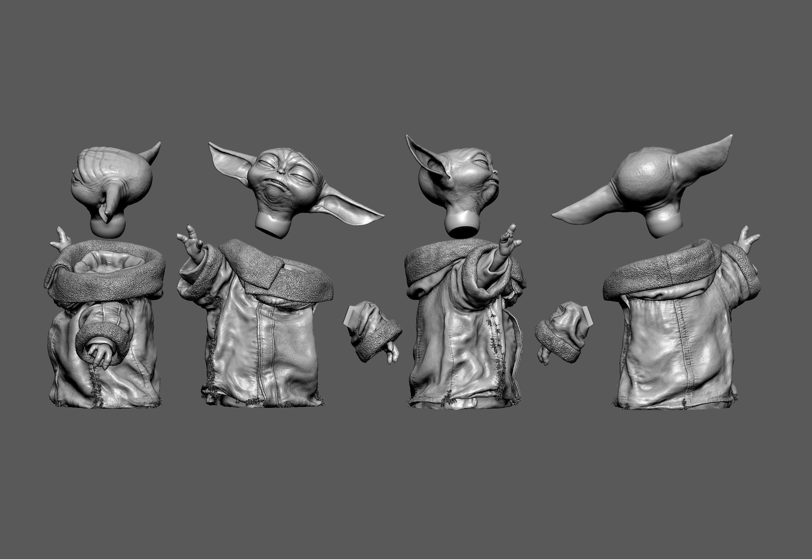 GROGU Baby Yoda Using the Force Printable 3D Model 3D print model_8