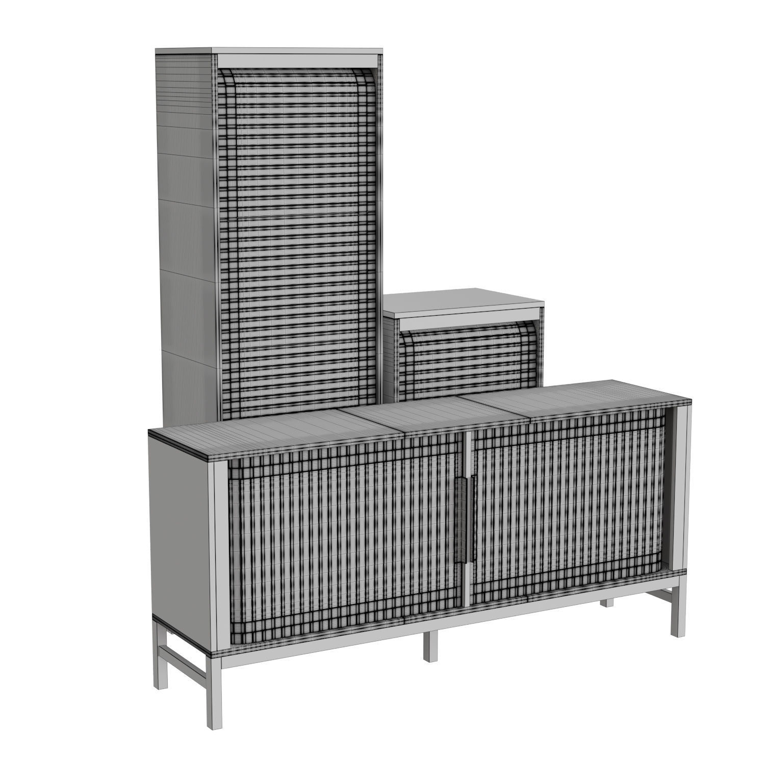 Jalousi Collection sideboard with doors and drawers 3D model_4