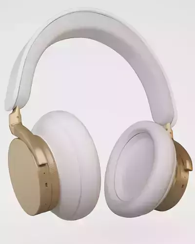Headphone 3D model pair of headphones in gold