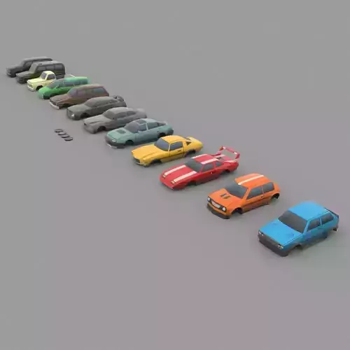 Low Poly Parking Cars
