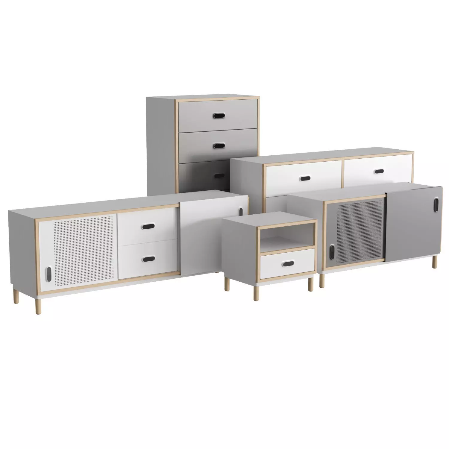 Kabino Collection bedside table and dresser 3D model_0