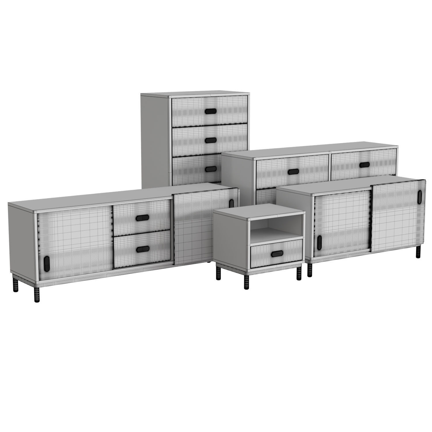 Kabino Collection bedside table and dresser 3D model_4