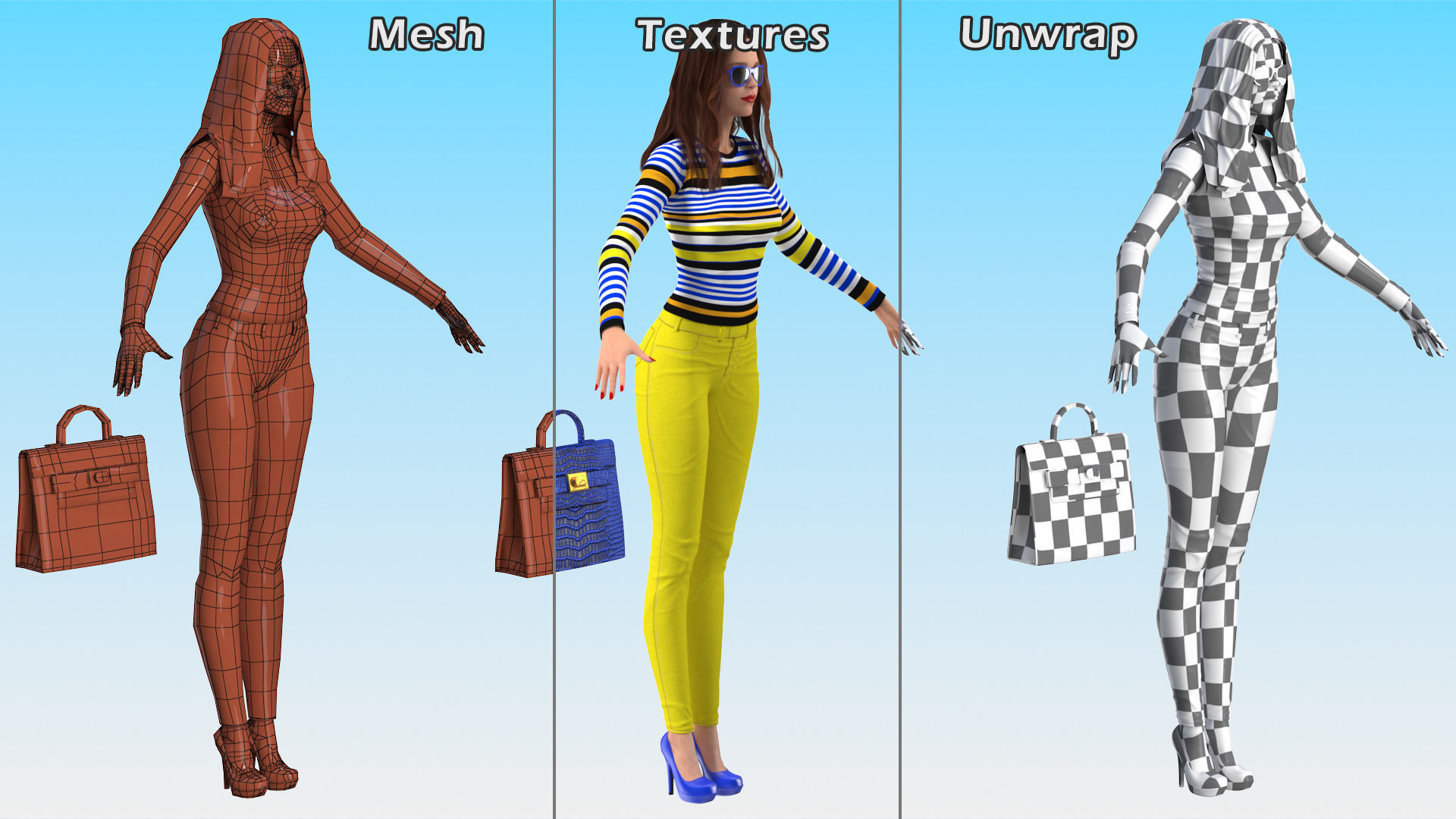 Young Woman Fashionable Style Rigged for Maya 3D model_34