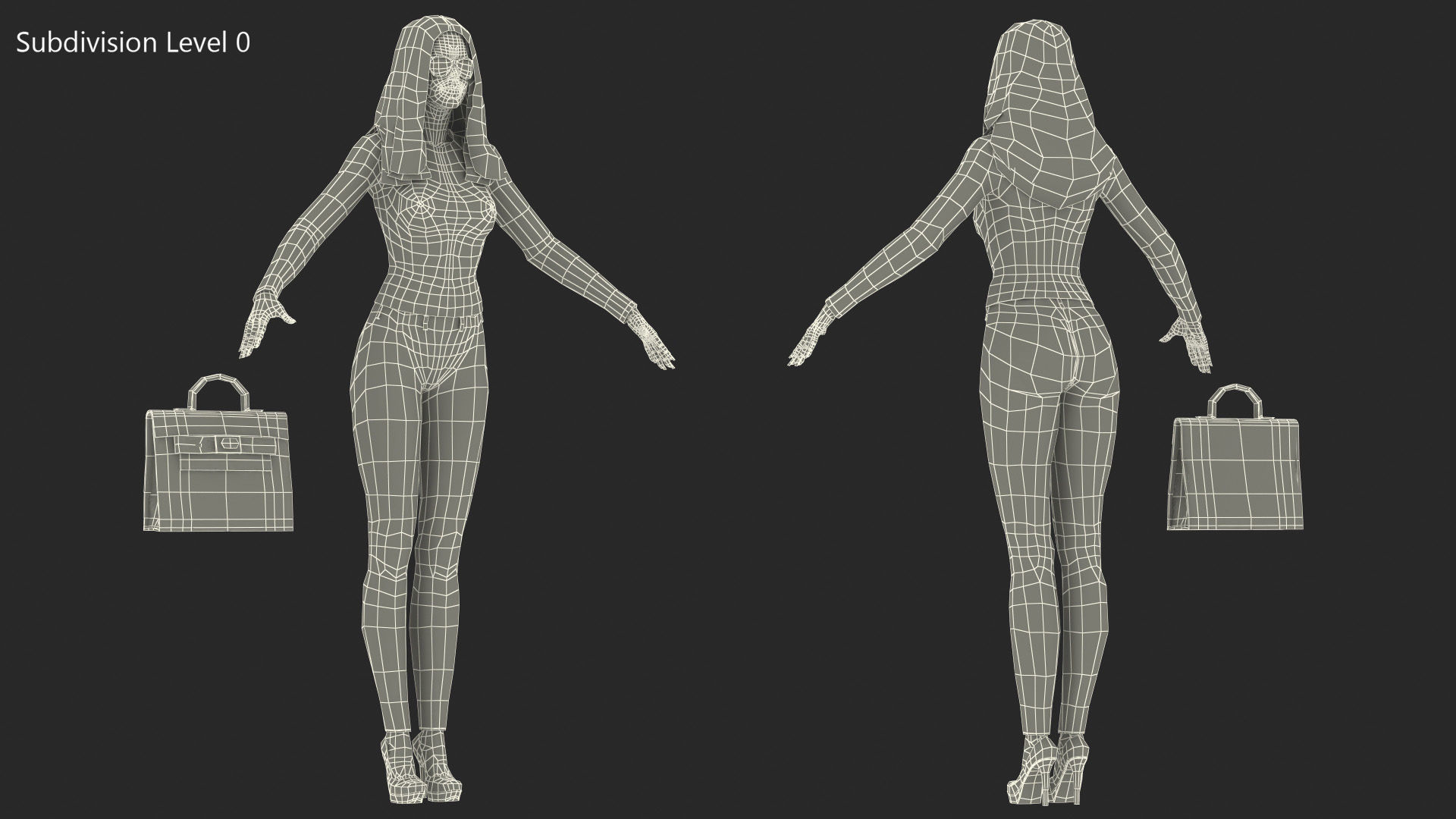 Young Woman Fashionable Style Rigged for Maya 3D model_35