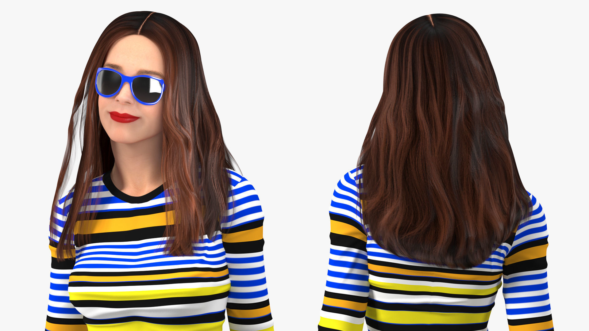 Young Woman Fashionable Style Rigged for Maya 3D model_16
