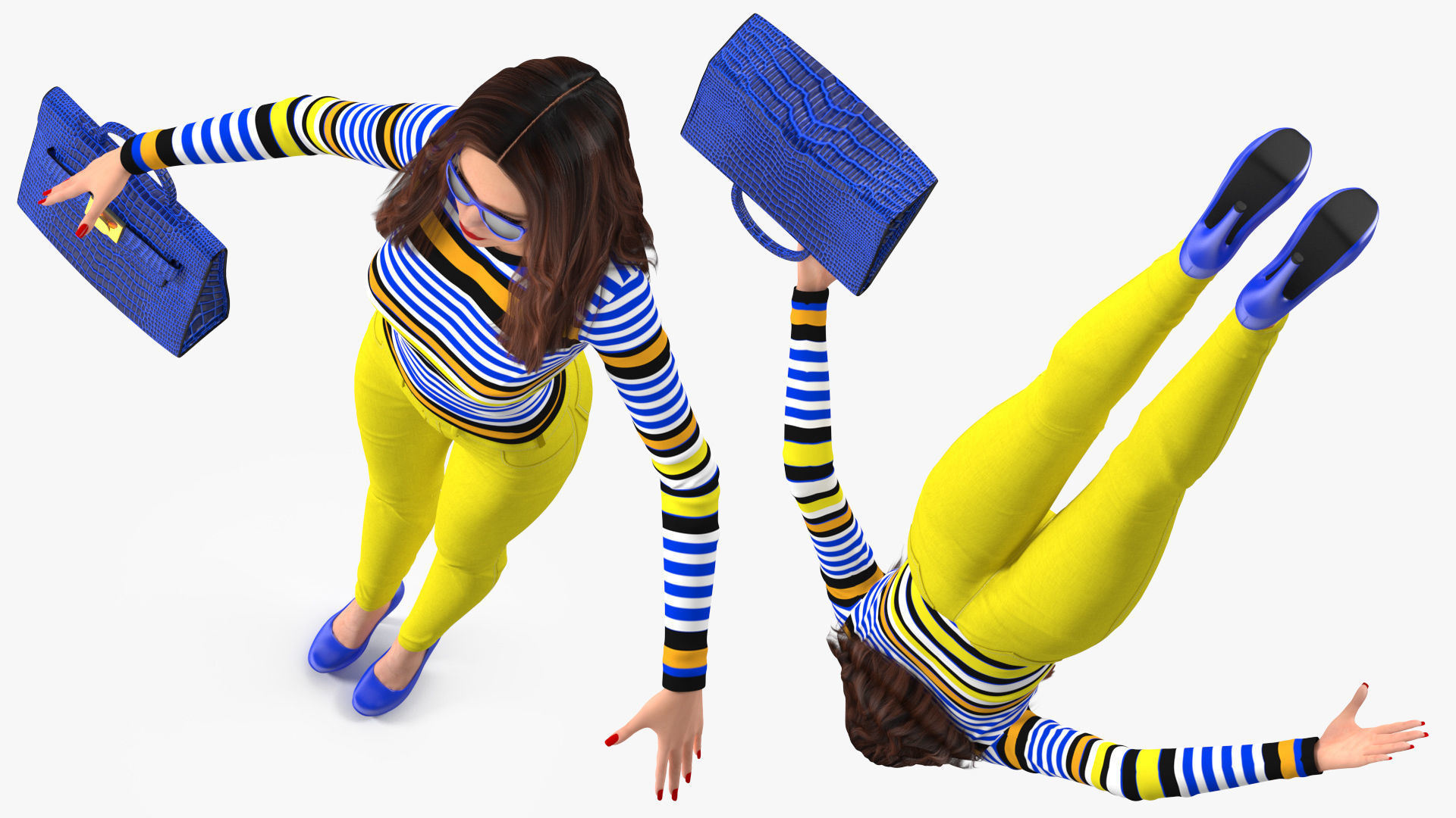 Young Woman Fashionable Style Rigged for Maya 3D model_25