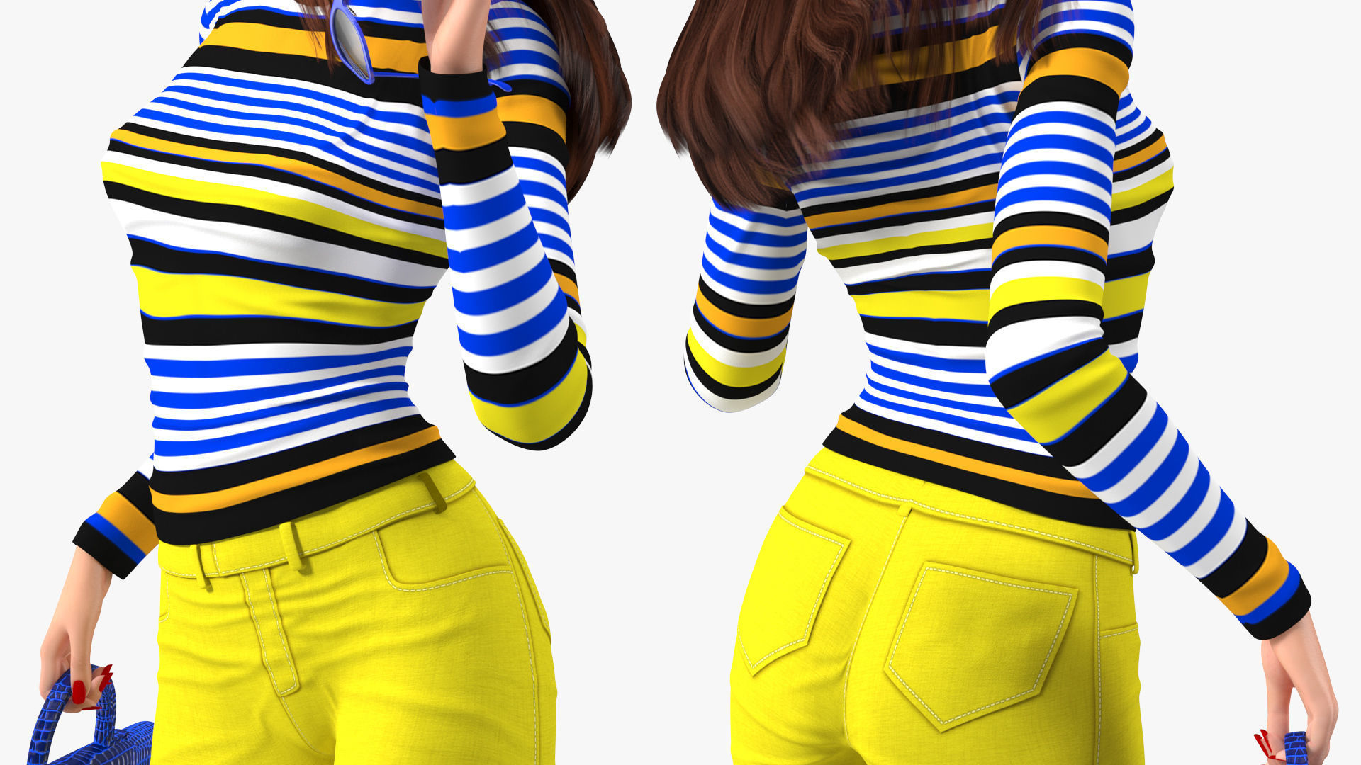 Young Woman Fashionable Style Rigged for Maya 3D model_19