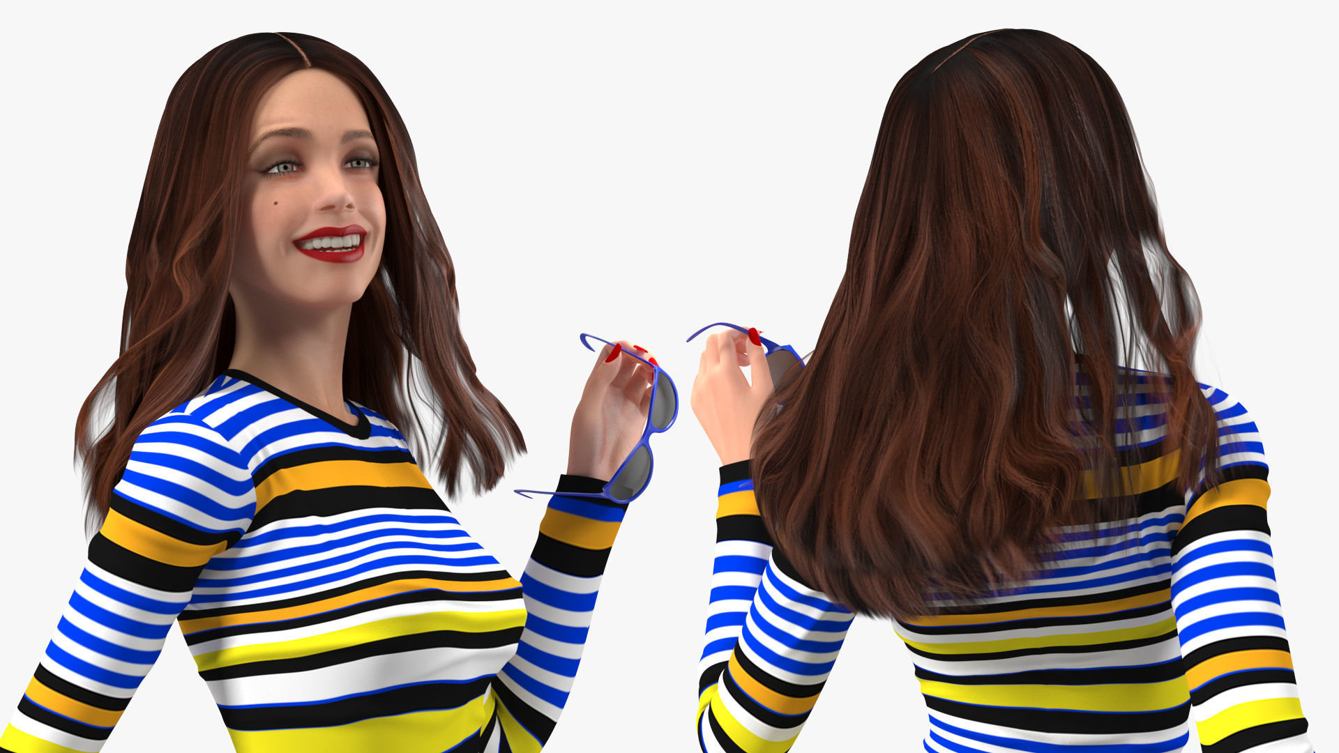 Young Woman Fashionable Style Rigged for Maya 3D model_15