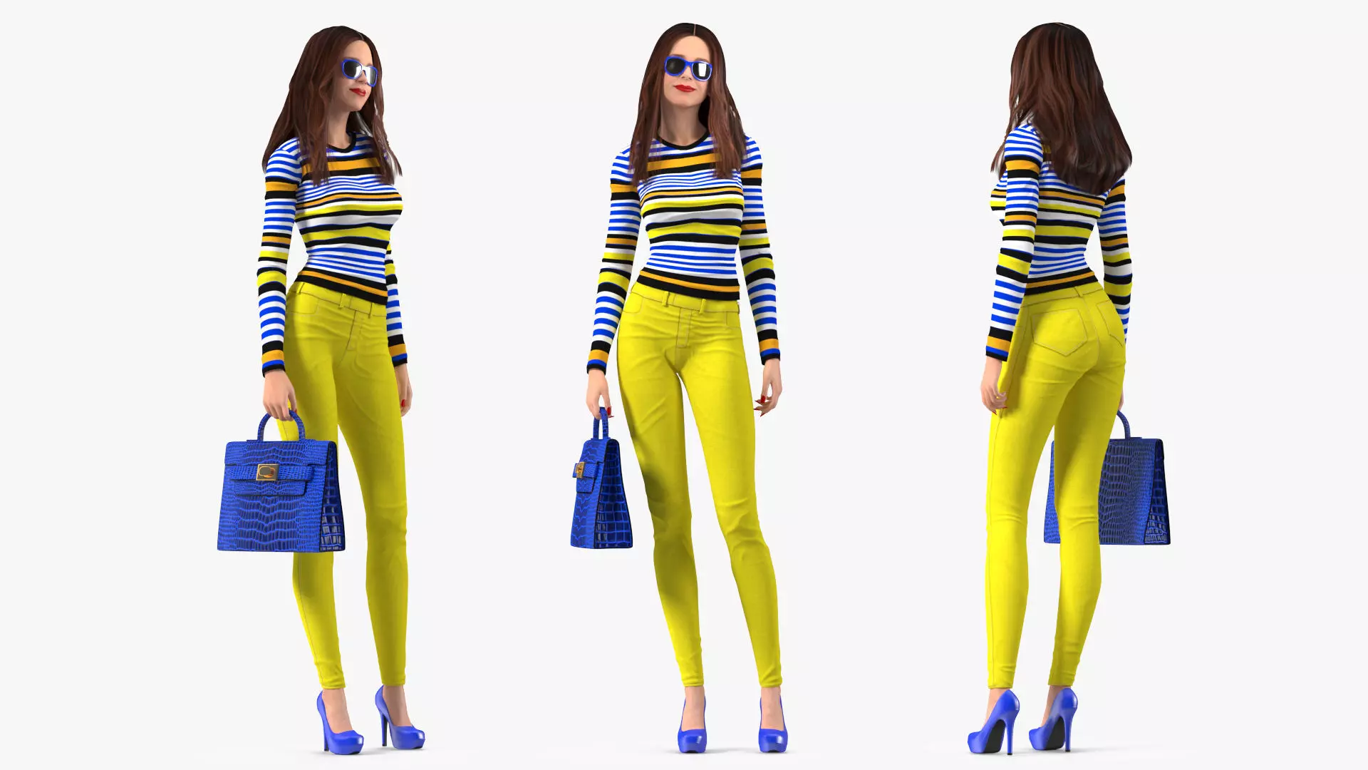 Young Woman Fashionable Style Rigged for Maya 3D model_0