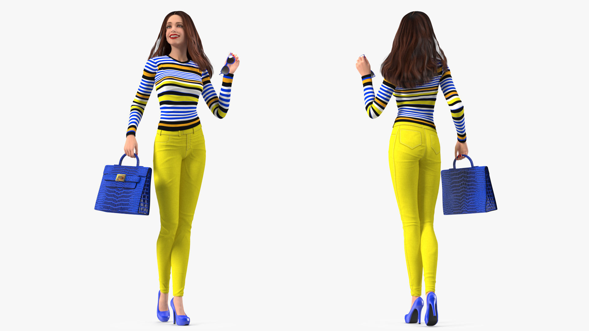 Young Woman Fashionable Style Rigged for Maya 3D model_14