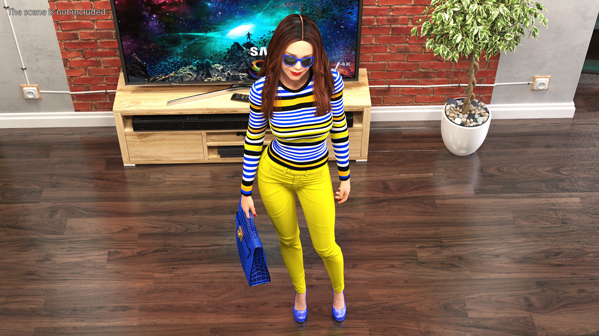 Young Woman Fashionable Style Rigged for Maya 3D model_10