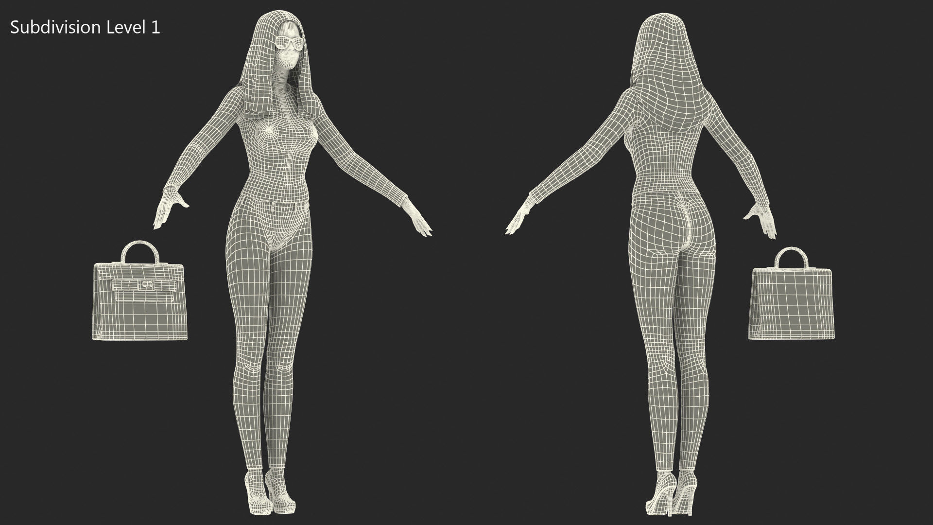 Young Woman Fashionable Style Rigged for Maya 3D model_36