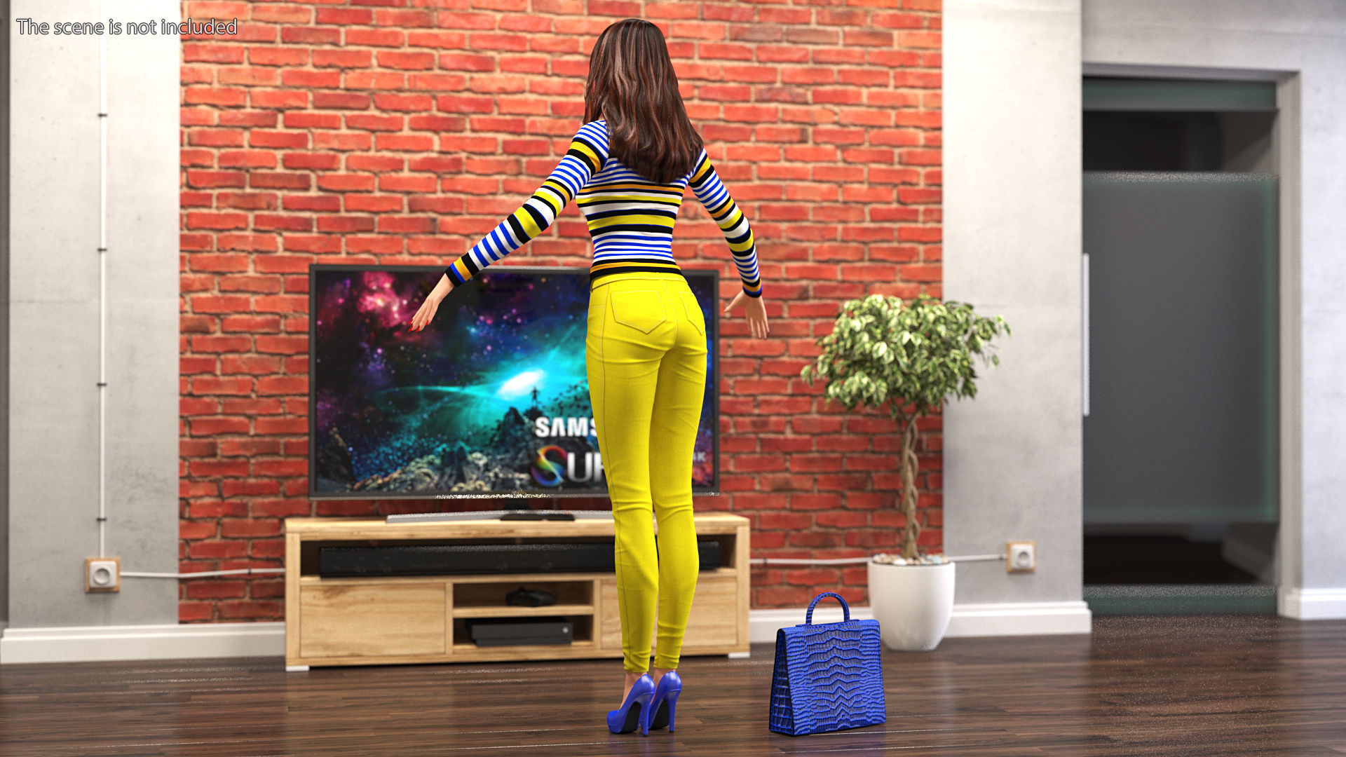 Young Woman Fashionable Style Rigged for Maya 3D model_5