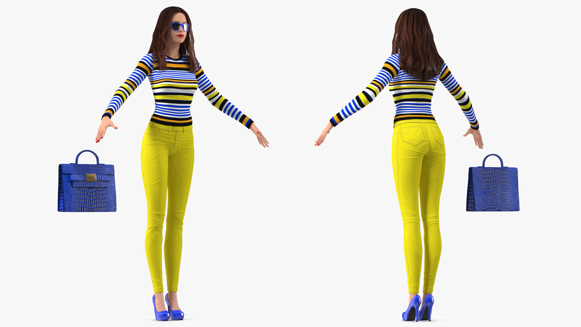 Young Woman Fashionable Style Rigged for Maya 3D model_1