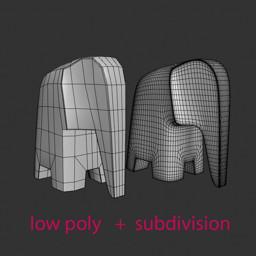 elephant wooden 3D model_4