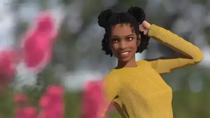 Street Style Light Skin Black Teenage Girl Rigged for Maya