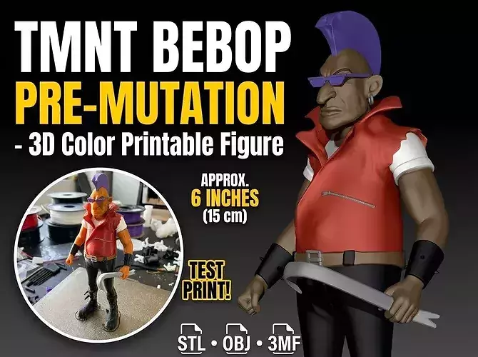 Bebop Pre-mutation  TMNT 1987 Printable