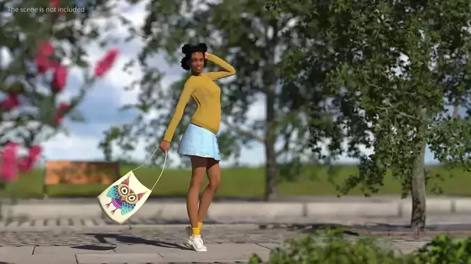 Street Style Light Skin Black Teenage Girl Rigged for Cinema 4D