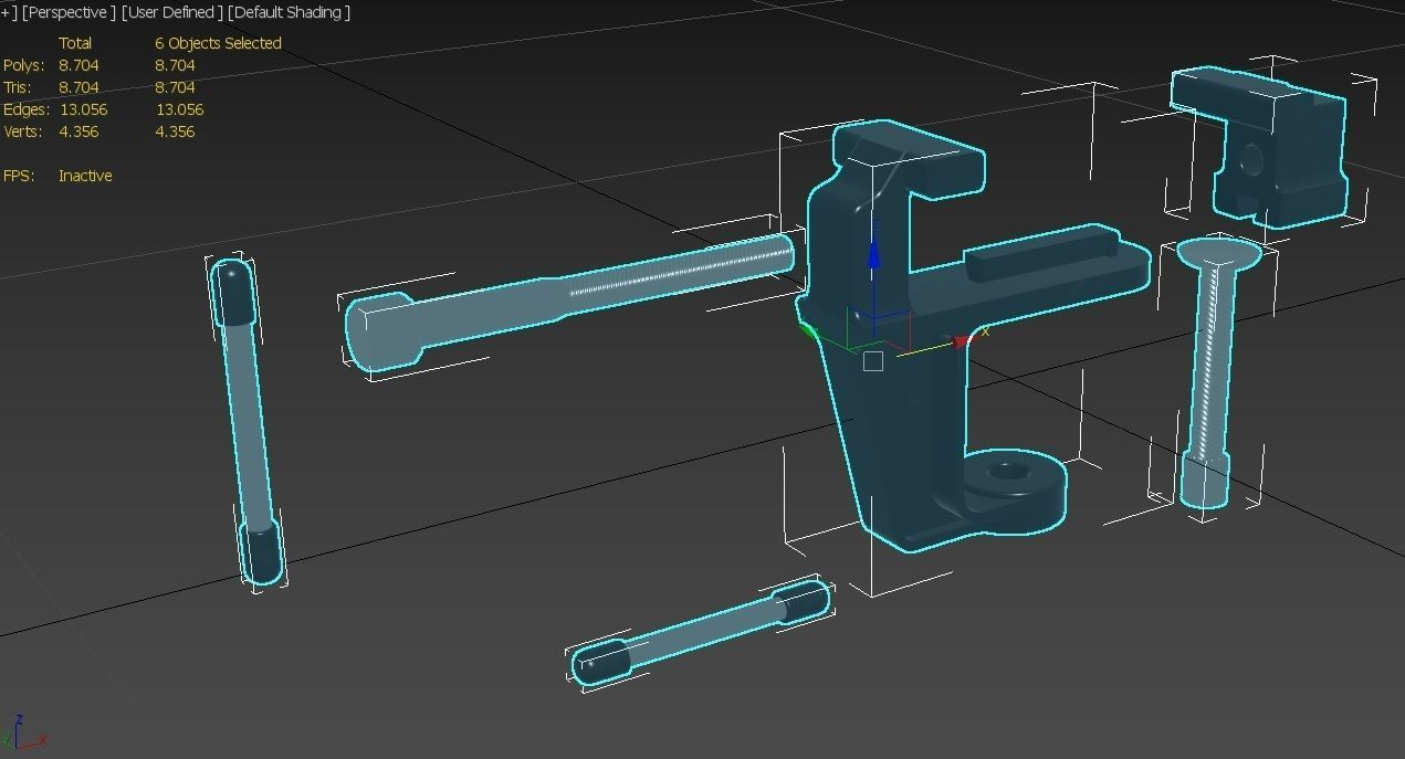 Mini Bench Vice M02 Low-poly 3D model_37