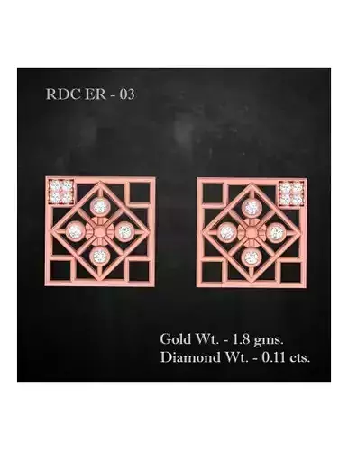Earrings - 3 pair of rose gold with diamonds