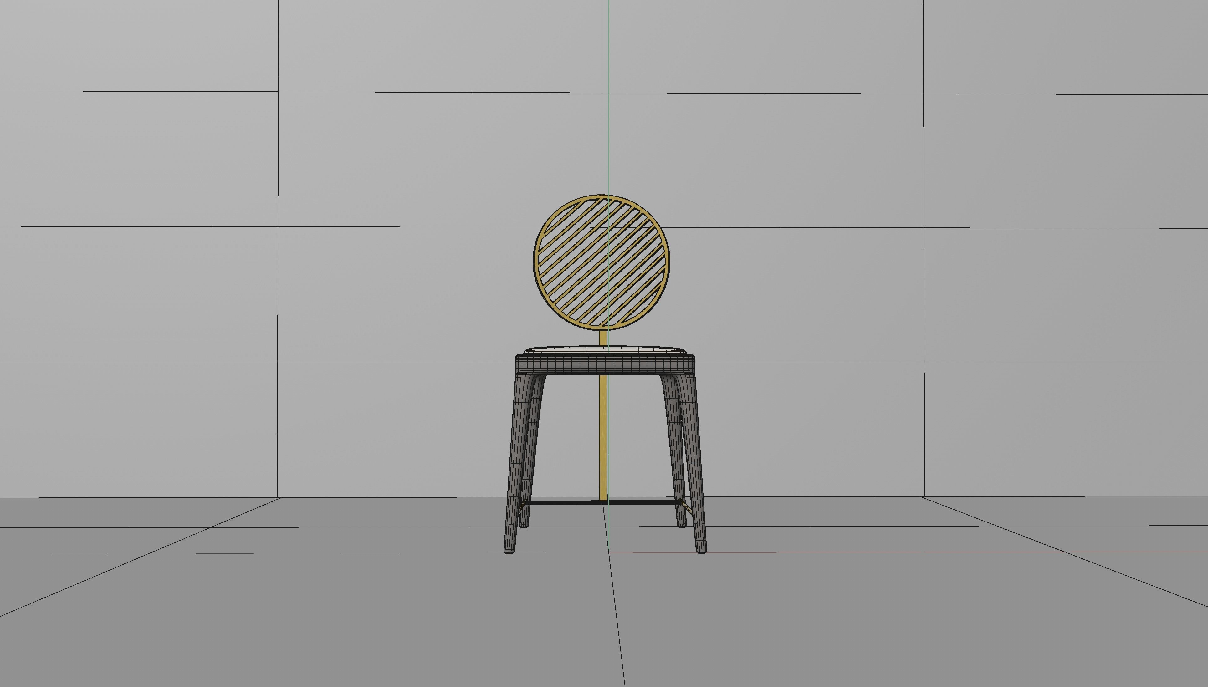 Satin Brass Fan Chair with Oval Backrest by Frank Chou 3D model_8
