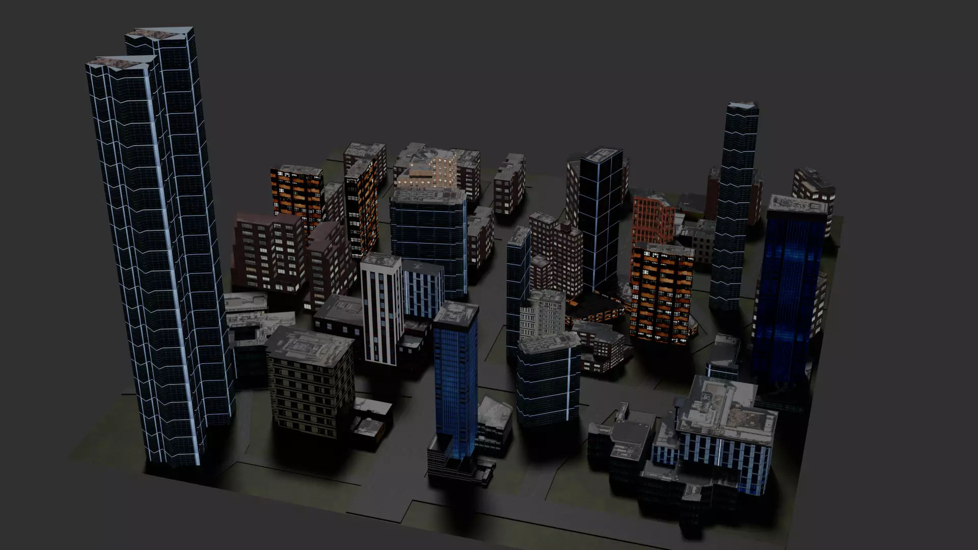 City low-poly Low-poly 3D model_0