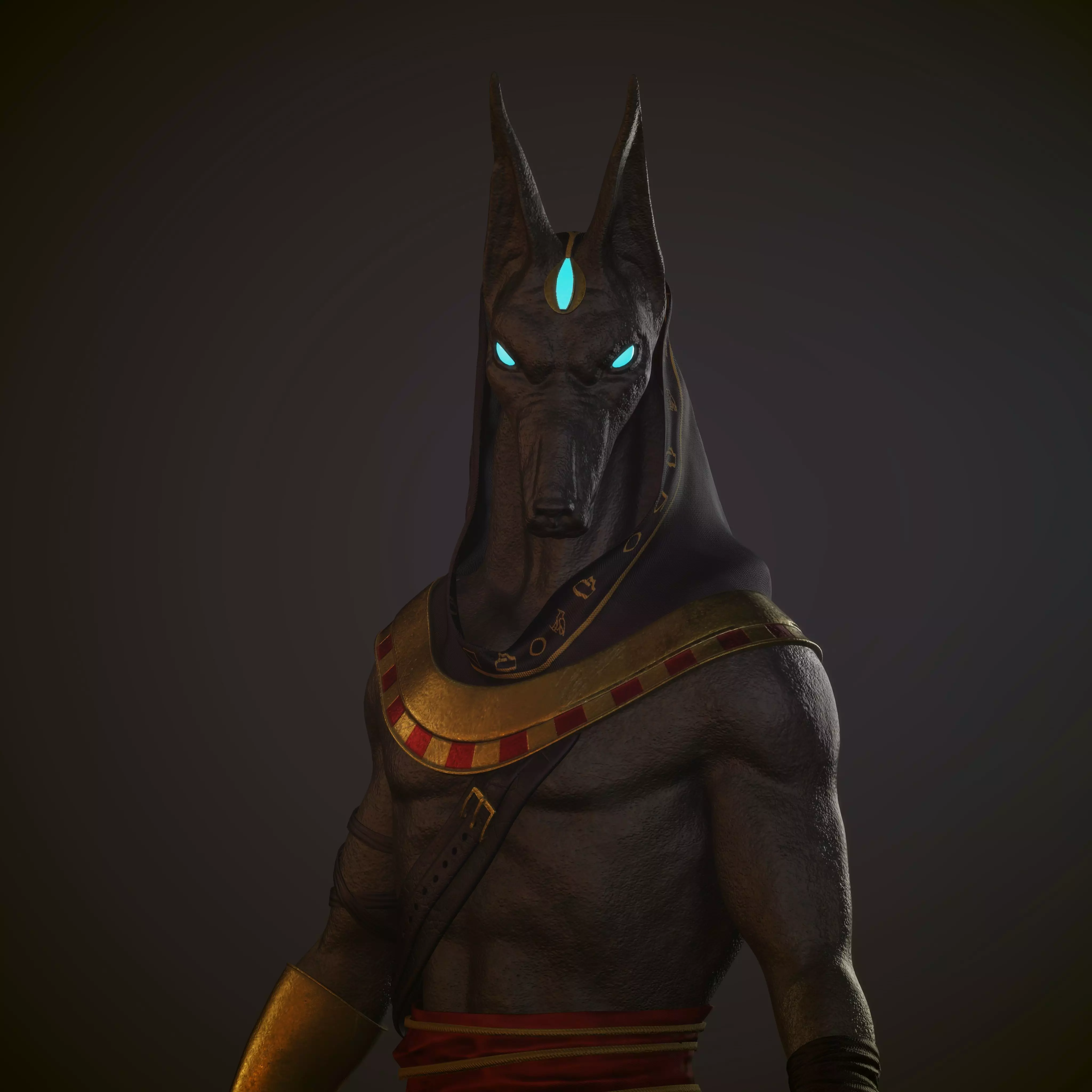 Anubis egyptian warrior Low-poly 3D model_0