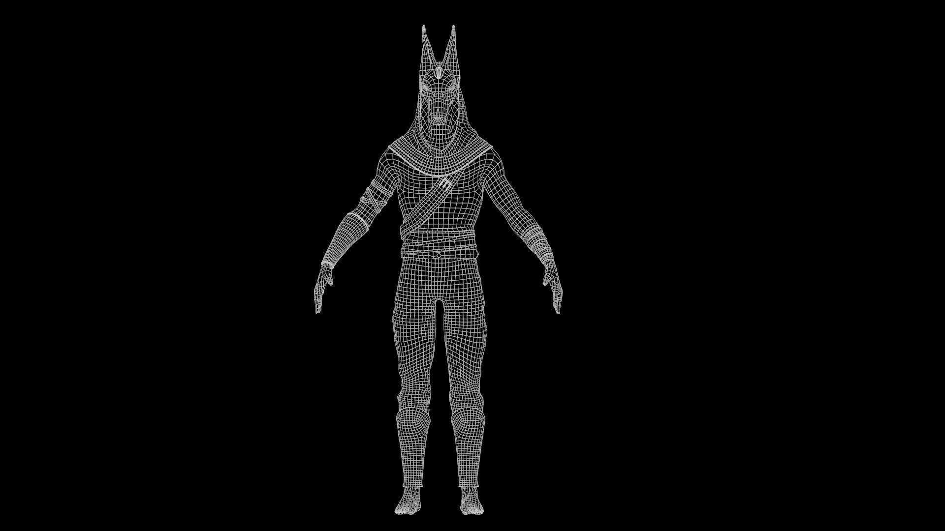 Anubis egyptian warrior Low-poly 3D model_5
