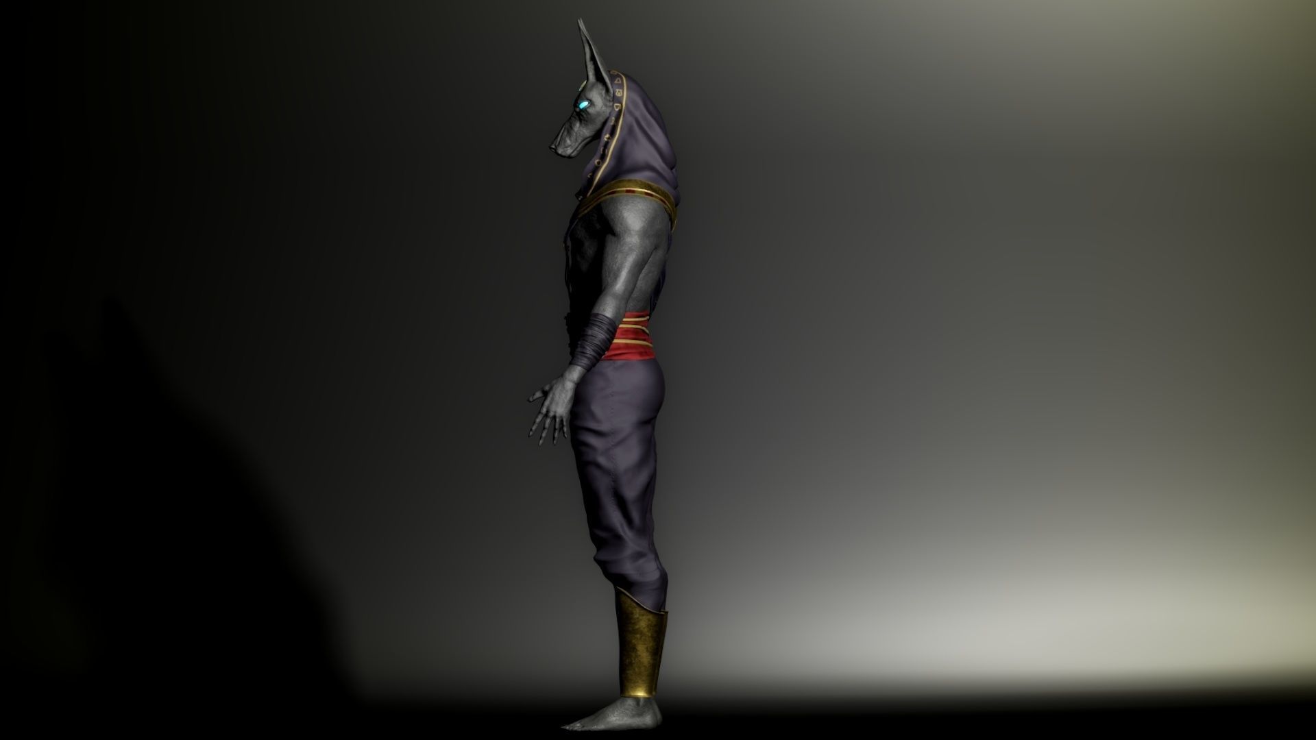 Anubis egyptian warrior Low-poly 3D model_2