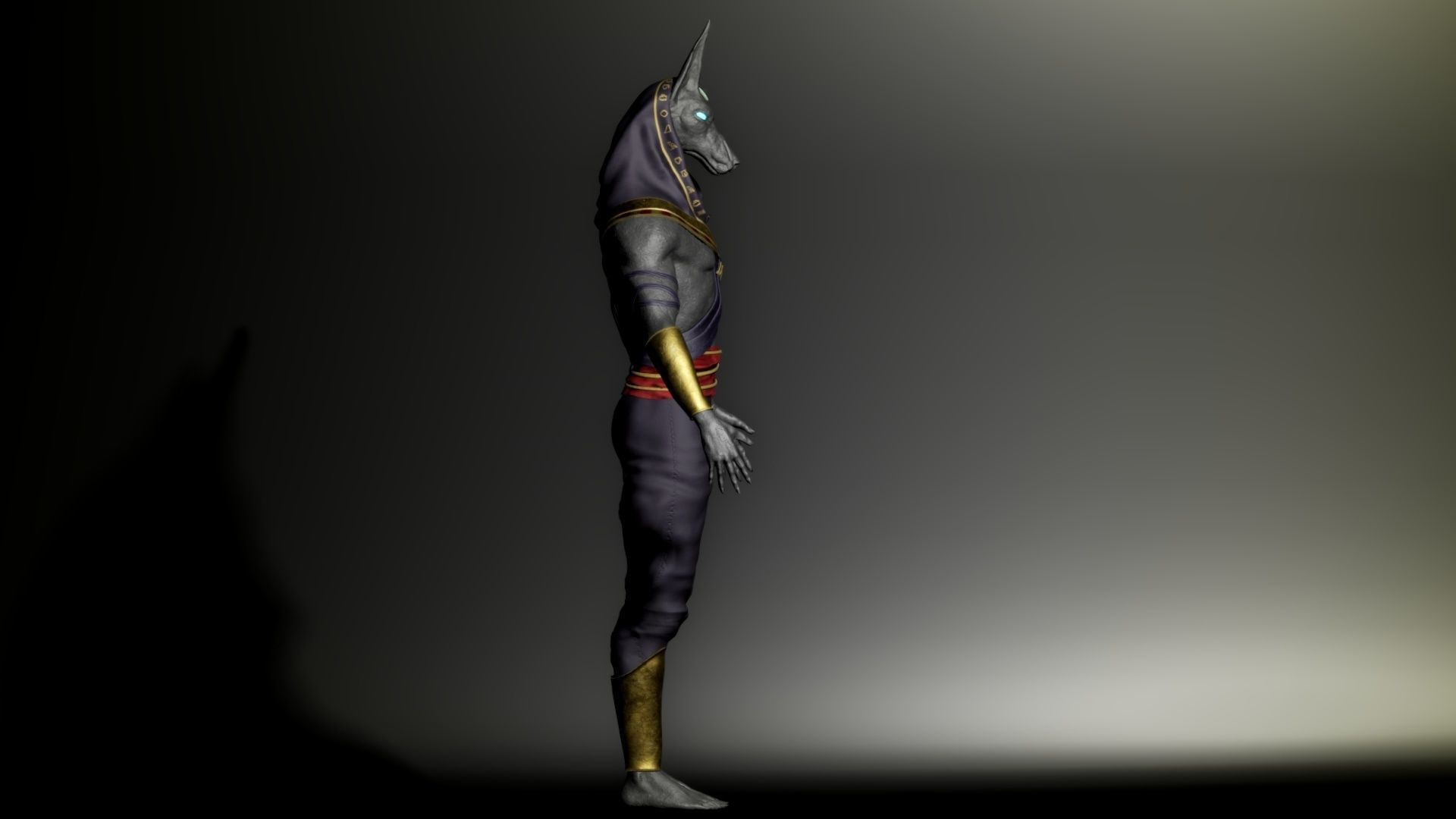Anubis egyptian warrior Low-poly 3D model_4