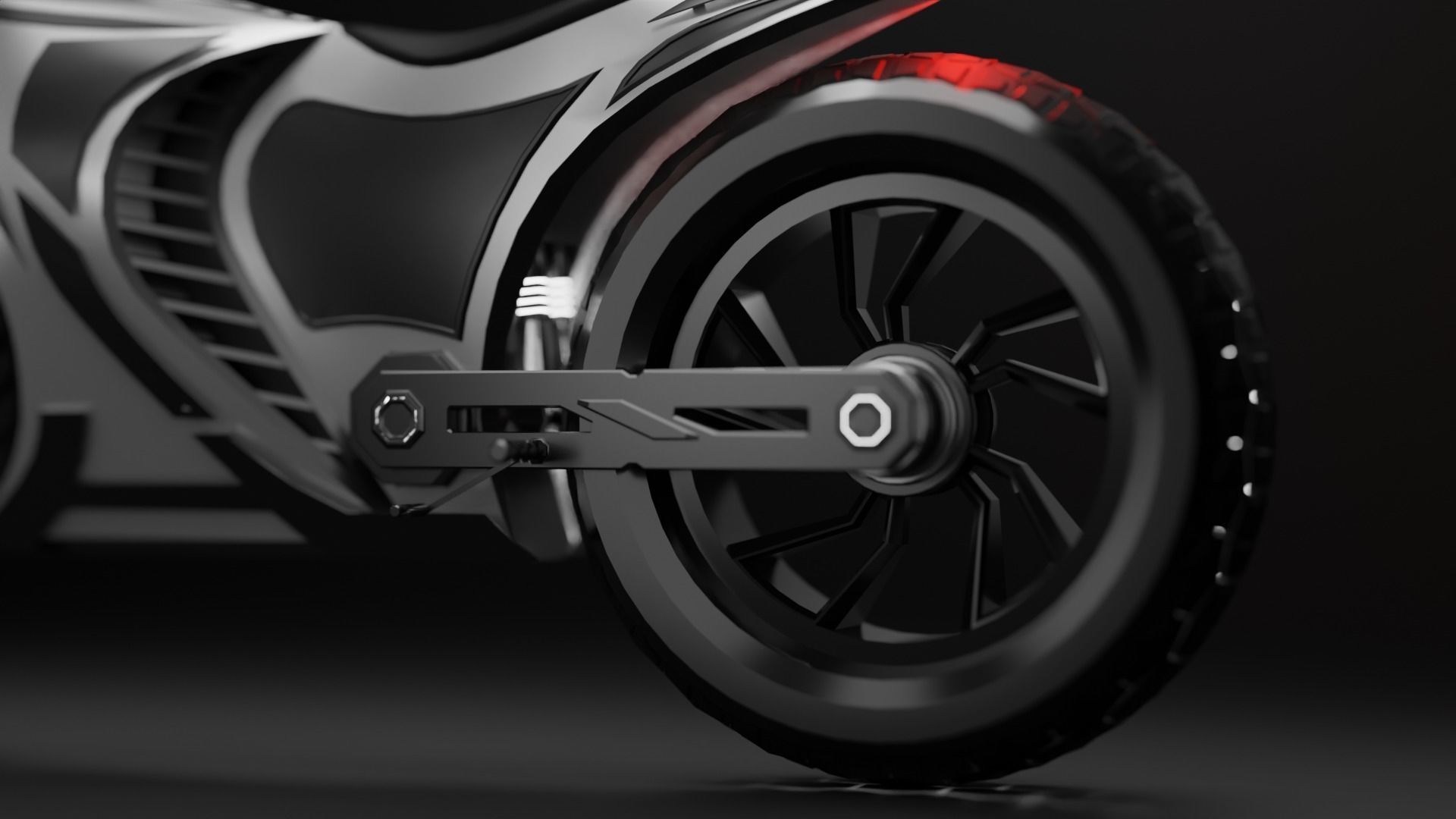 Sci-fi Bike - Lowpoly Low-poly 3D model_10