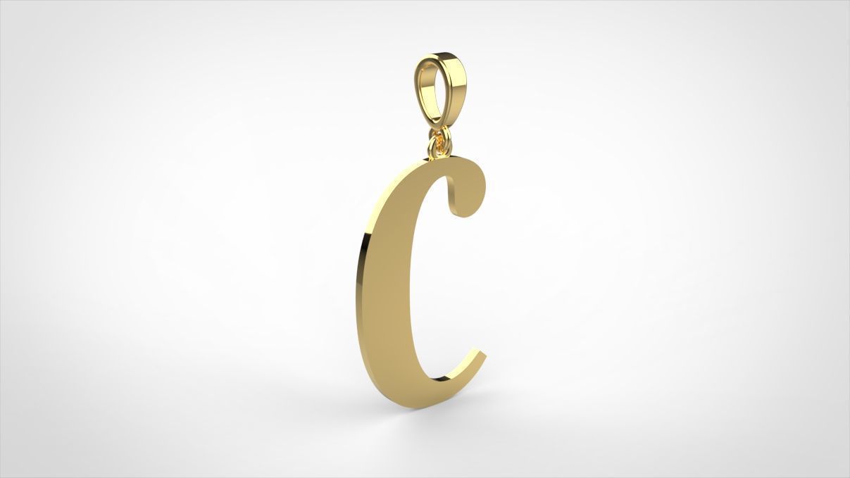 pendant alphabet berkshire C small  3D print model_6
