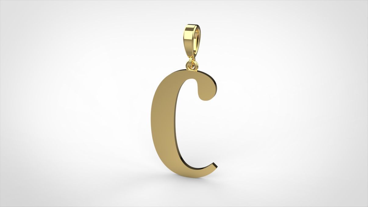 pendant alphabet berkshire C small  3D print model_8
