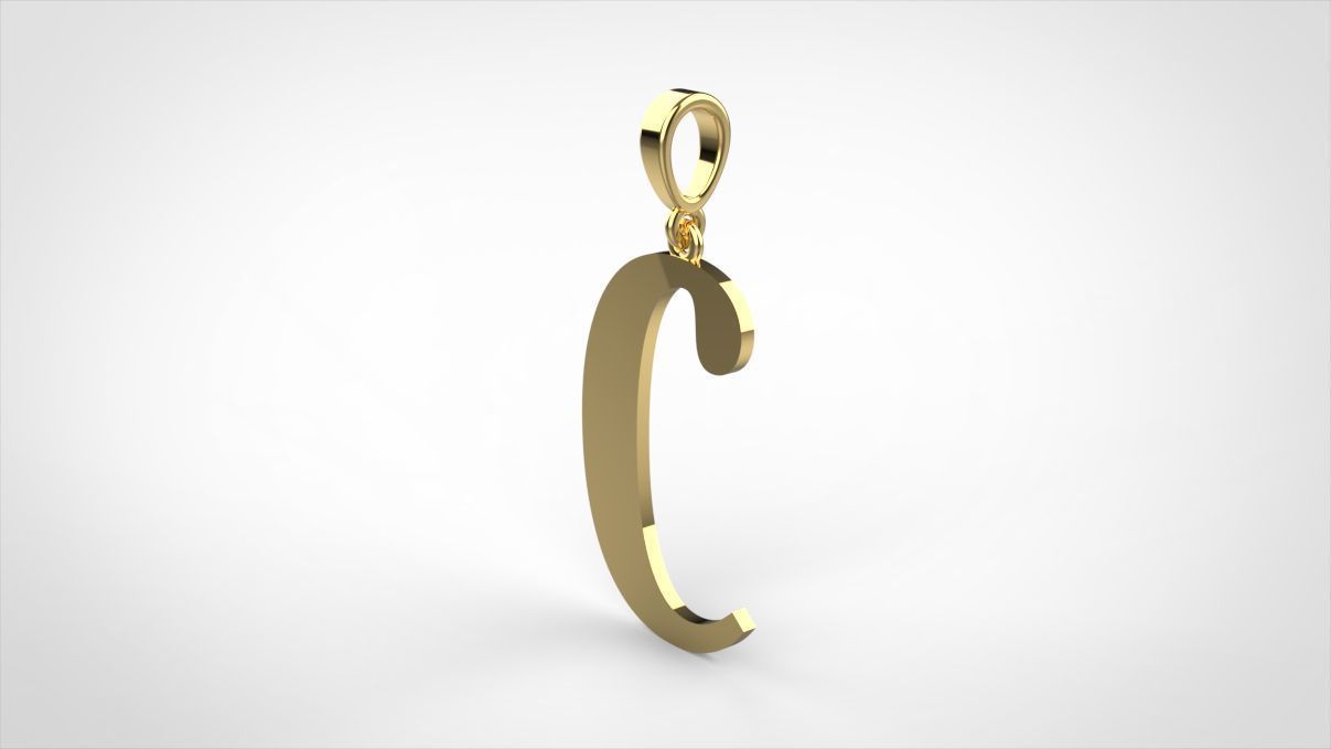 pendant alphabet berkshire C small  3D print model_9