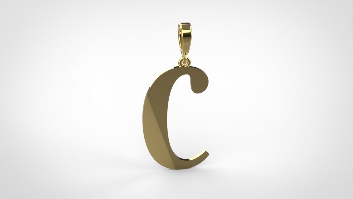 pendant alphabet berkshire C small  3D print model_7