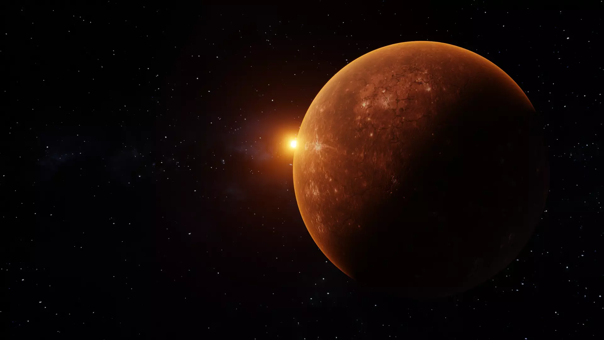 Realistic Mercury 3d model planet in space with sun shining Low-poly 3D model_0