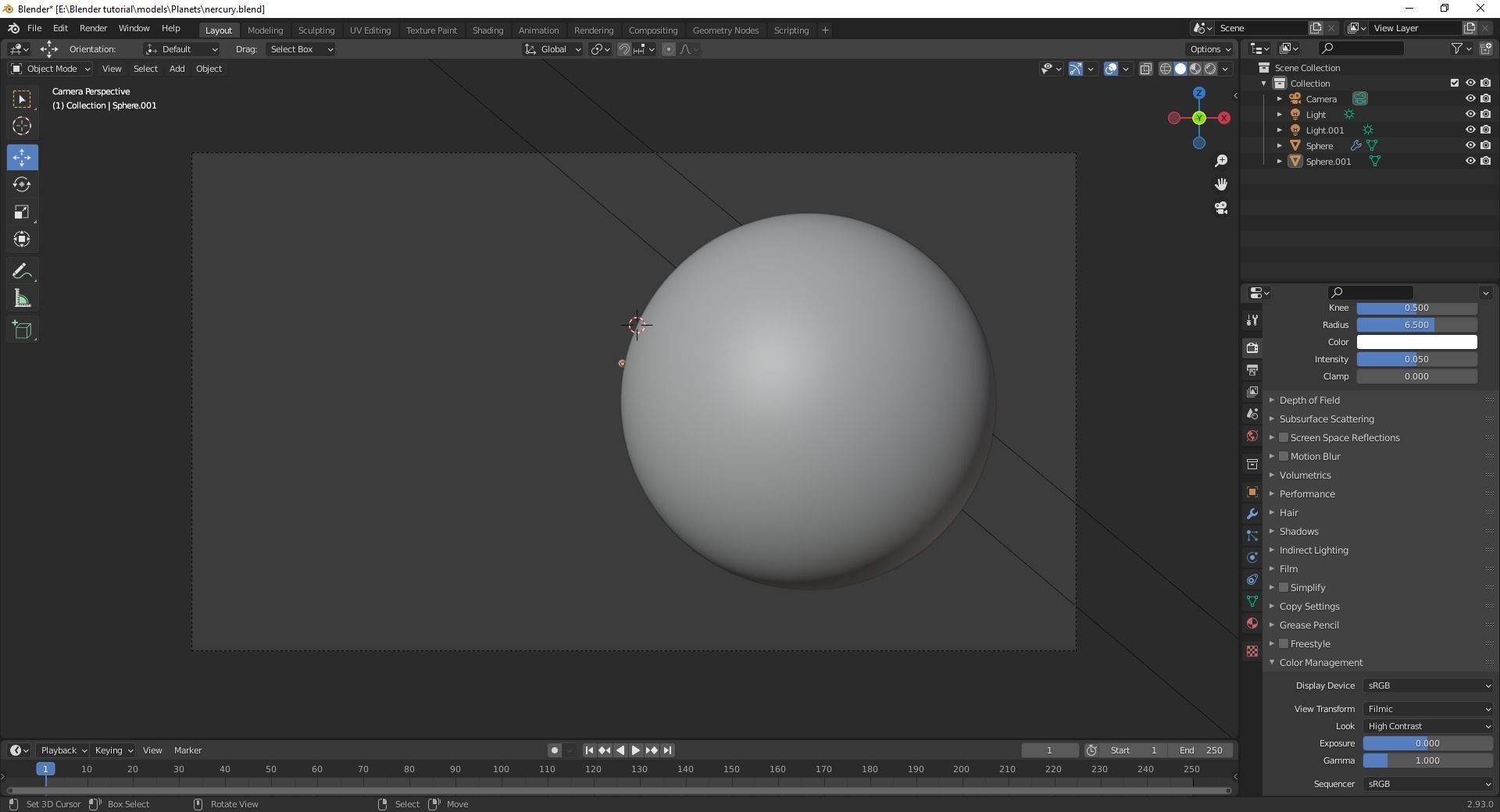 Realistic Mercury 3d model planet in space with sun shining Low-poly 3D model_3