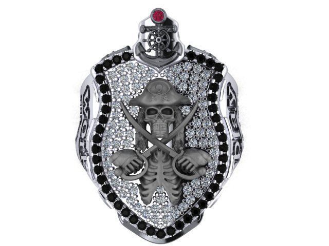 pirate skull ring 3D print model_4