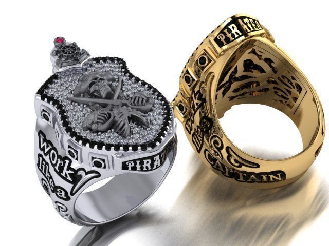 pirate skull ring 3D print model_9